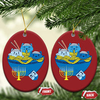Funny Hanukkah Cat Christmas Ornament Kawaii Cat Eating Ramen Anime Jewish Kitten - Wonder Print Shop