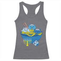 Funny Hanukkah Cat Racerback Tank Top Kawaii Cat Eating Ramen Anime Jewish Kitten
