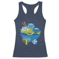 Funny Hanukkah Cat Racerback Tank Top Kawaii Cat Eating Ramen Anime Jewish Kitten
