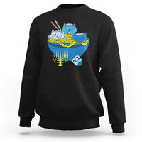 Funny Hanukkah Cat Sweatshirt Kawaii Cat Eating Ramen Anime Jewish Kitten - Wonder Print Shop