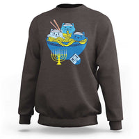 Funny Hanukkah Cat Sweatshirt Kawaii Cat Eating Ramen Anime Jewish Kitten - Wonder Print Shop