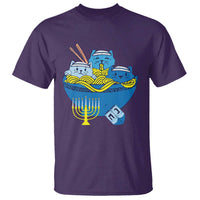 Funny Hanukkah Cat T Shirt Kawaii Cat Eating Ramen Anime Jewish Kitten - Wonder Print Shop