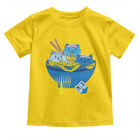 Funny Hanukkah Cat Toddler T Shirt Kawaii Cat Eating Ramen Anime Jewish Kitten