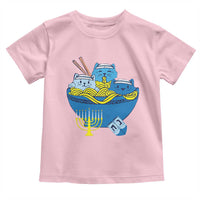 Funny Hanukkah Cat Toddler T Shirt Kawaii Cat Eating Ramen Anime Jewish Kitten