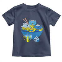 Funny Hanukkah Cat Toddler T Shirt Kawaii Cat Eating Ramen Anime Jewish Kitten