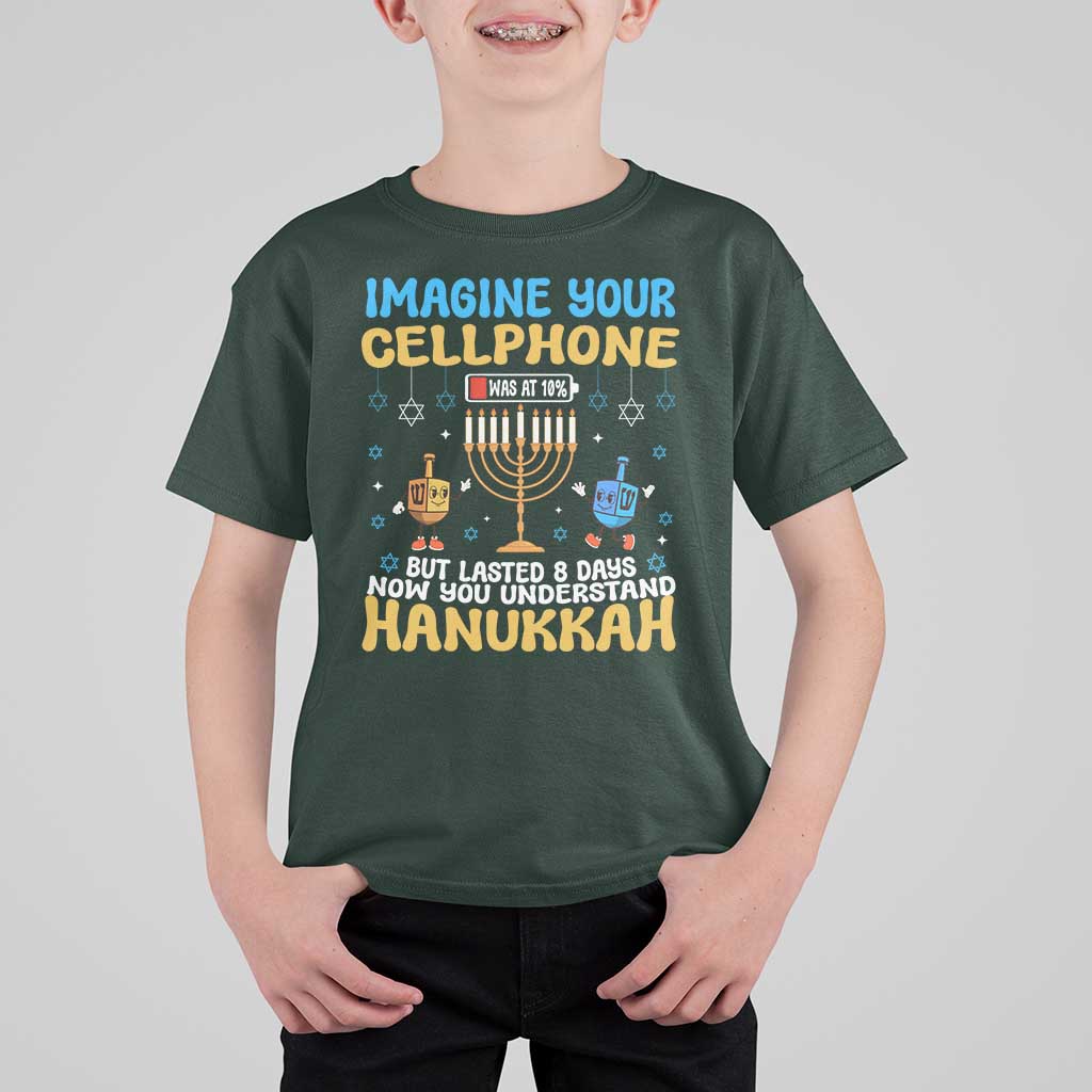 Funny Hanukkah T Shirt For Kid Imagine Cellphone Was At 10 Percent - Wonder Print Shop