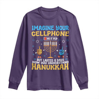 Funny Hanukkah Long Sleeve Shirt Imagine Cellphone Was At 10 Percent