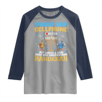 Funny Hanukkah Raglan Shirt Imagine Cellphone Was At 10 Percent