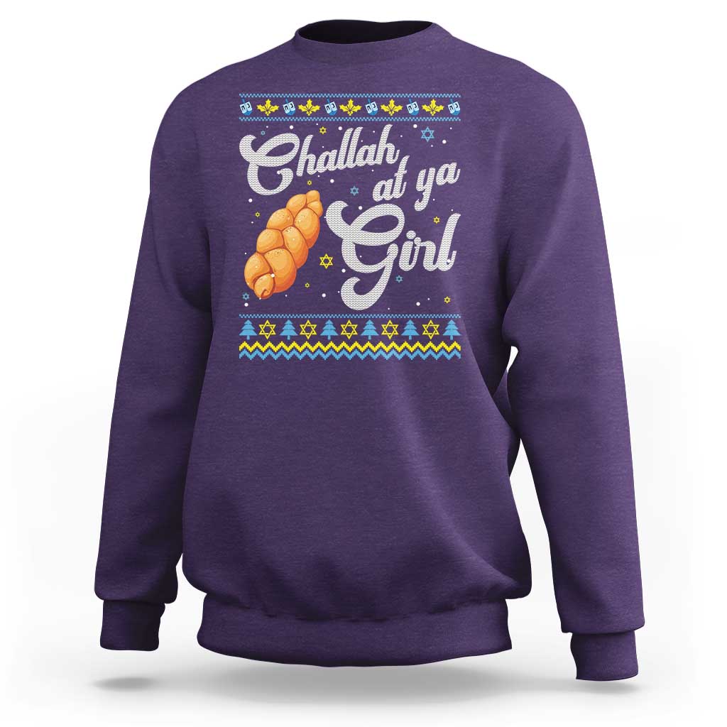 Funny Hanukkah Sweatshirt Challah At Ya Girl - Wonder Print Shop