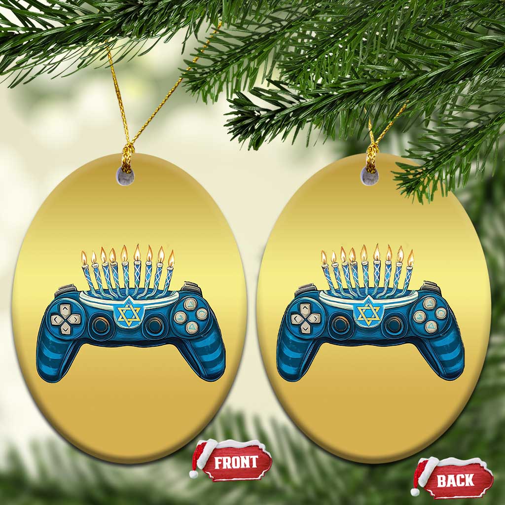 Funny Hanukkah Gamer Gaming Christmas Ornament - Wonder Print Shop