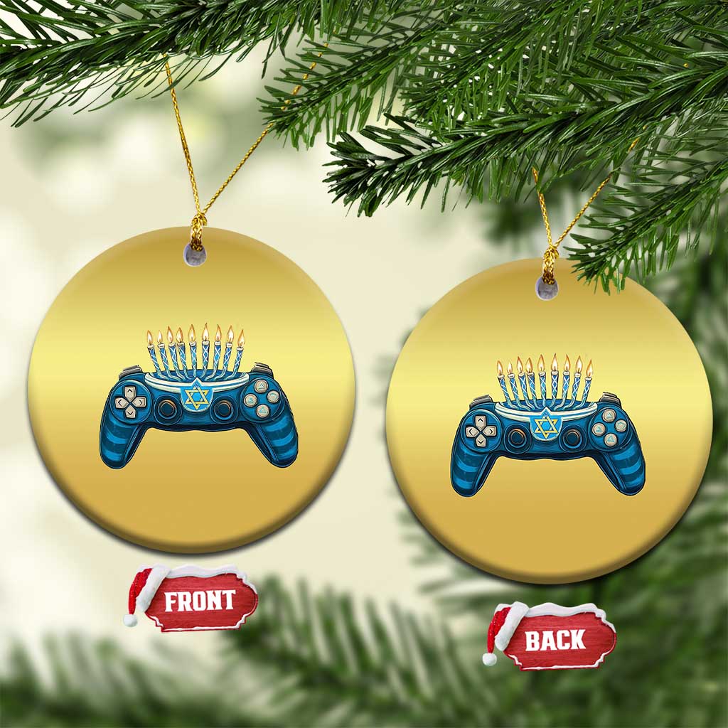 Funny Hanukkah Gamer Gaming Christmas Ornament - Wonder Print Shop