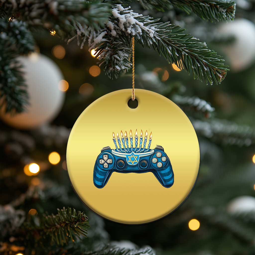 Funny Hanukkah Gamer Gaming Christmas Ornament - Wonder Print Shop
