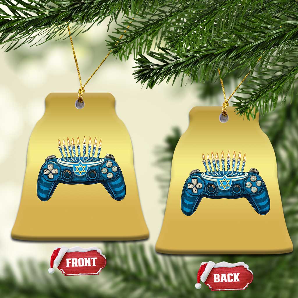 Funny Hanukkah Gamer Gaming Christmas Ornament - Wonder Print Shop
