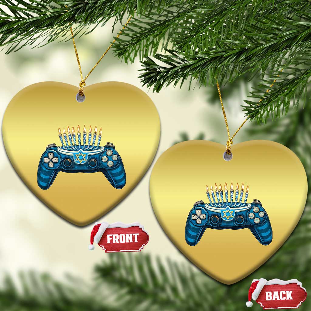Funny Hanukkah Gamer Gaming Christmas Ornament - Wonder Print Shop