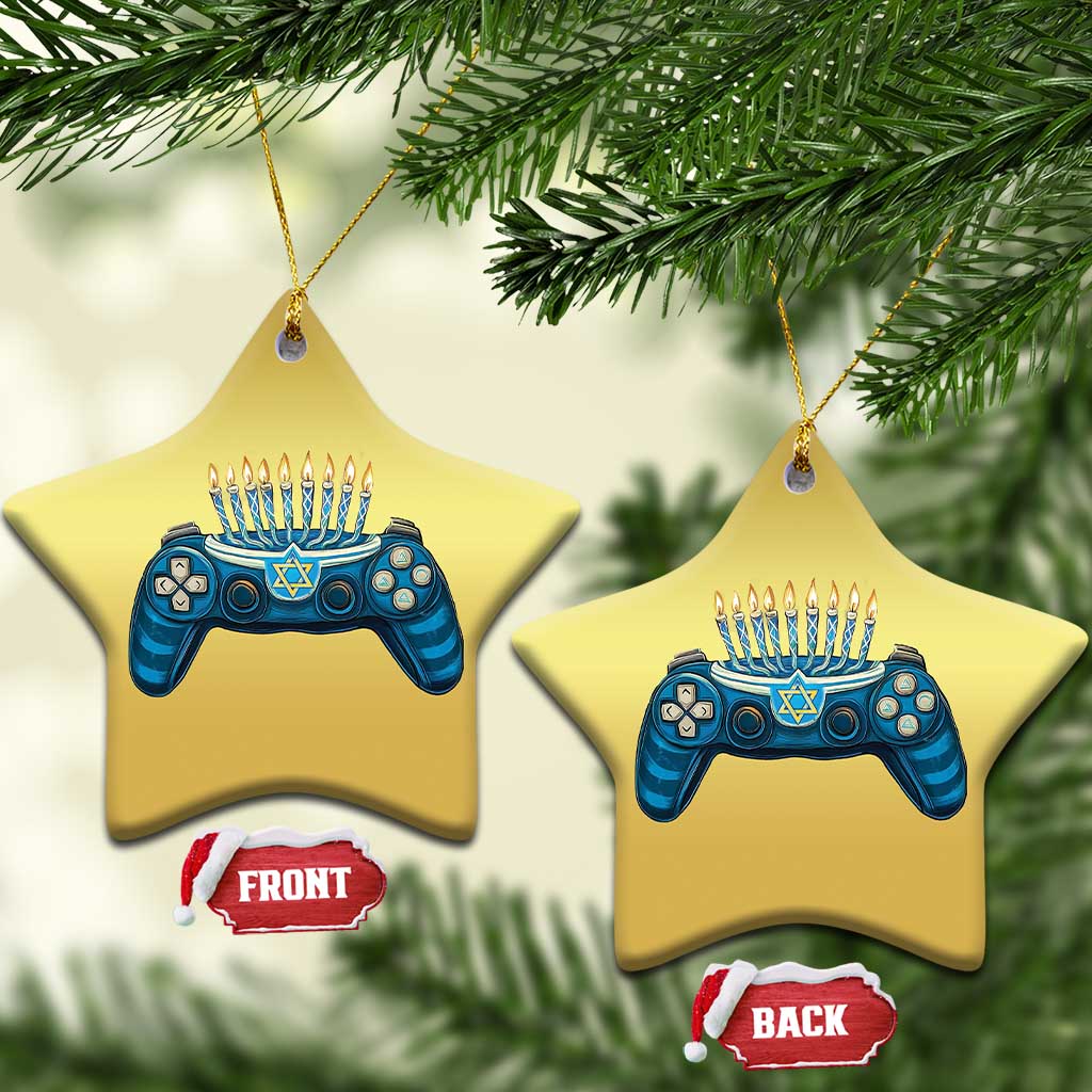 Funny Hanukkah Gamer Gaming Christmas Ornament - Wonder Print Shop