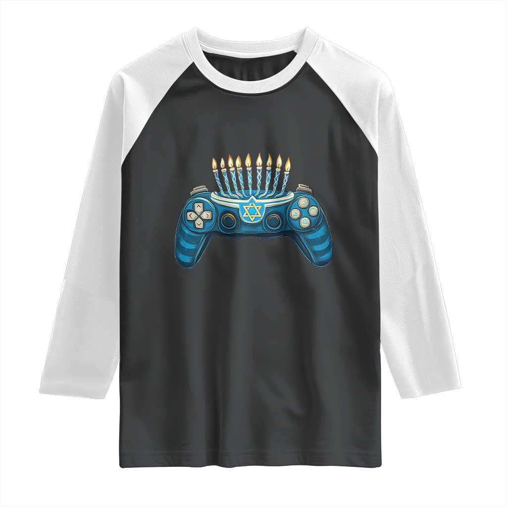 Funny Hanukkah Gamer Gaming Raglan Shirt