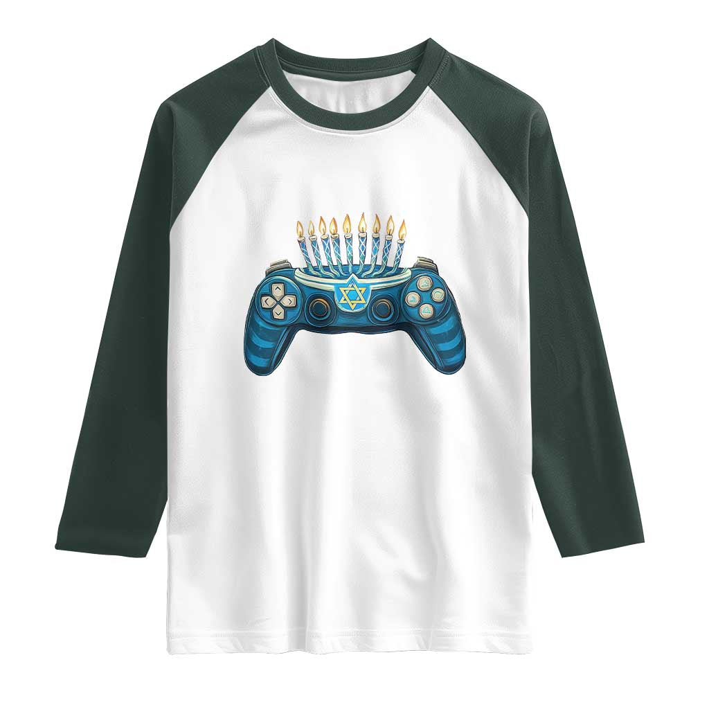 Funny Hanukkah Gamer Gaming Raglan Shirt