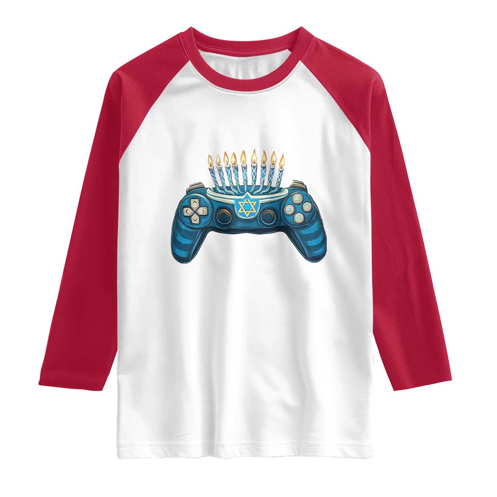 Funny Hanukkah Gamer Gaming Raglan Shirt