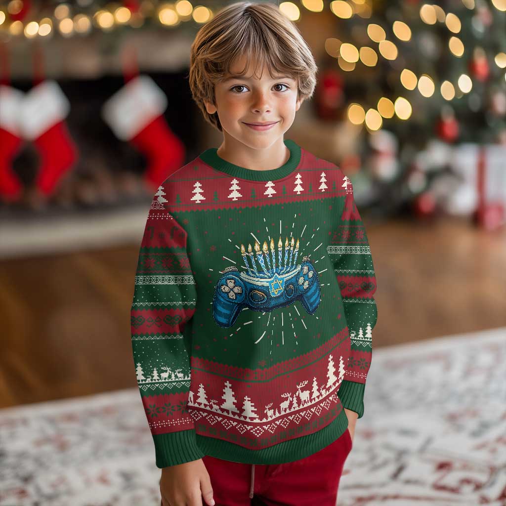 Funny Hanukkah Gamer Gaming Ugly Christmas Sweater - Wonder Print Shop