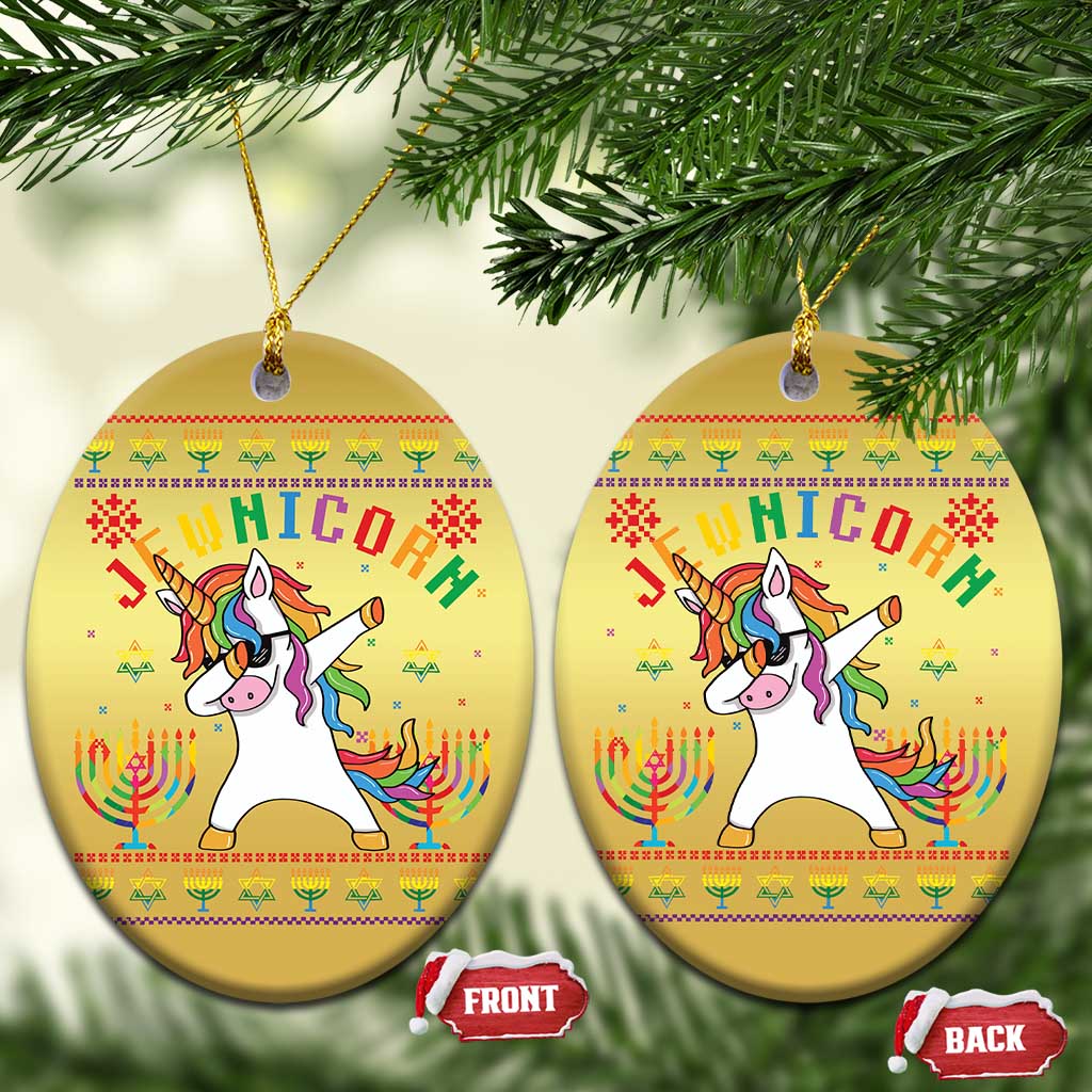 Funny Hanukkah Christmas Ornament Jewnicorn Jewish Unicorn Rainbow - Wonder Print Shop