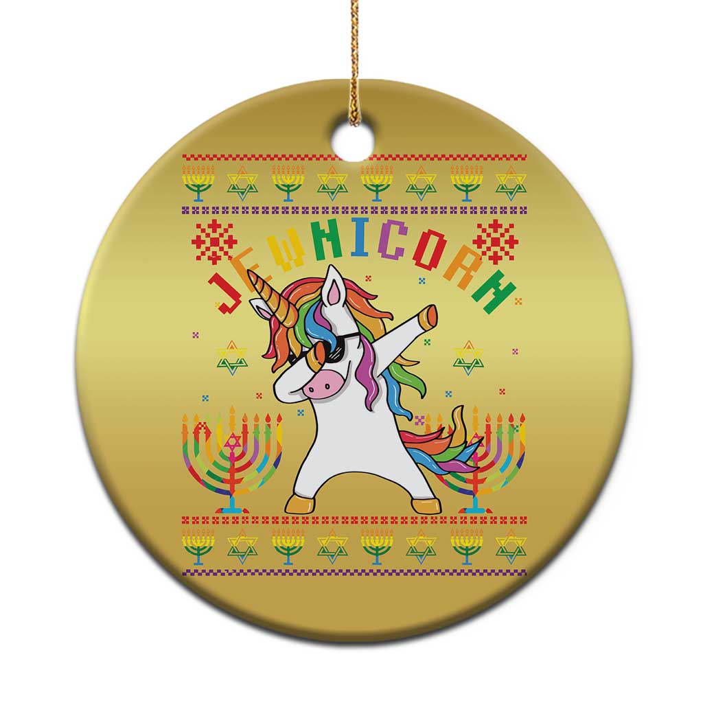 Funny Hanukkah Christmas Ornament Jewnicorn Jewish Unicorn Rainbow - Wonder Print Shop