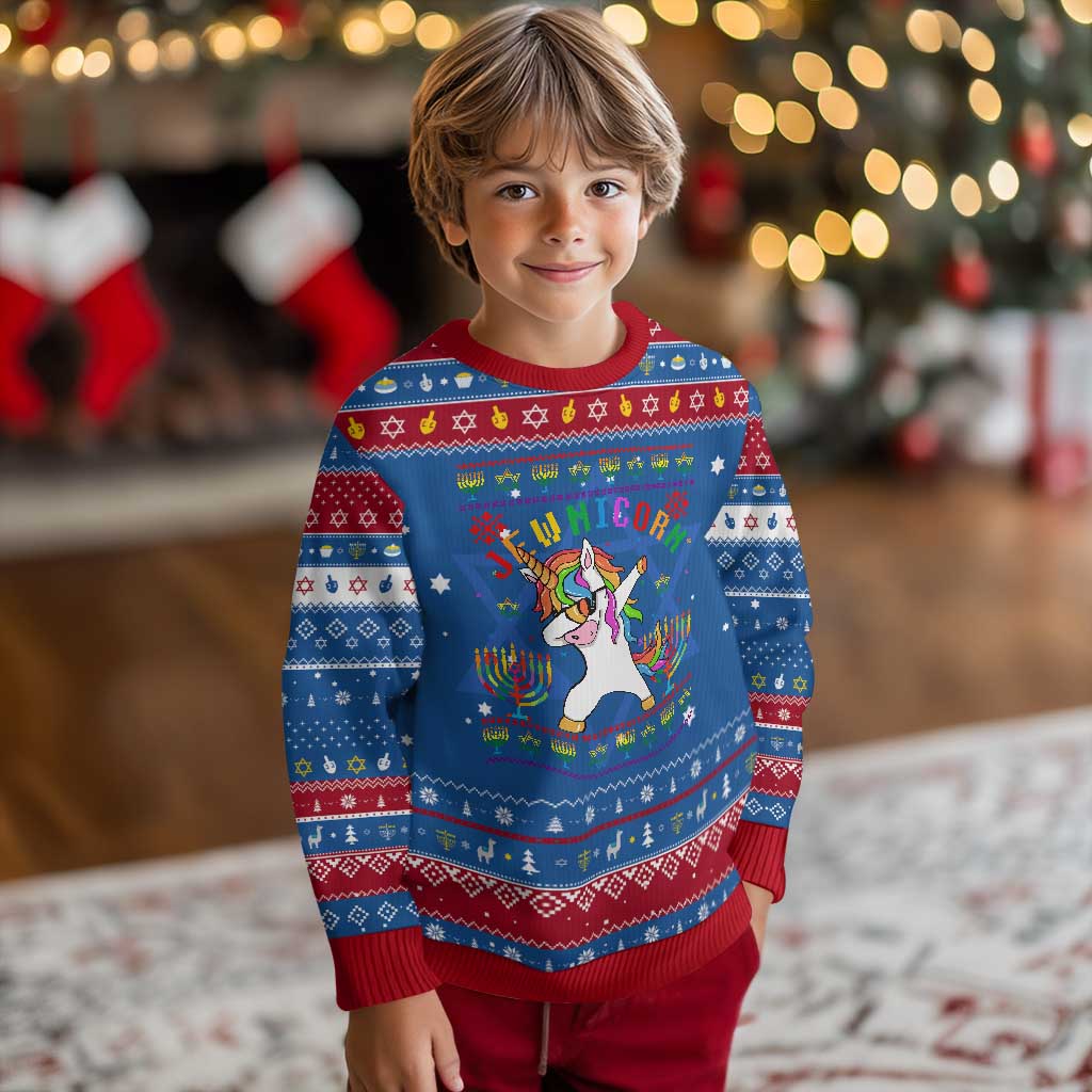 Funny Jewnicorn Jewish Unicorn Rainbow Hanukkah Ugly Sweater - Wonder Print Shop