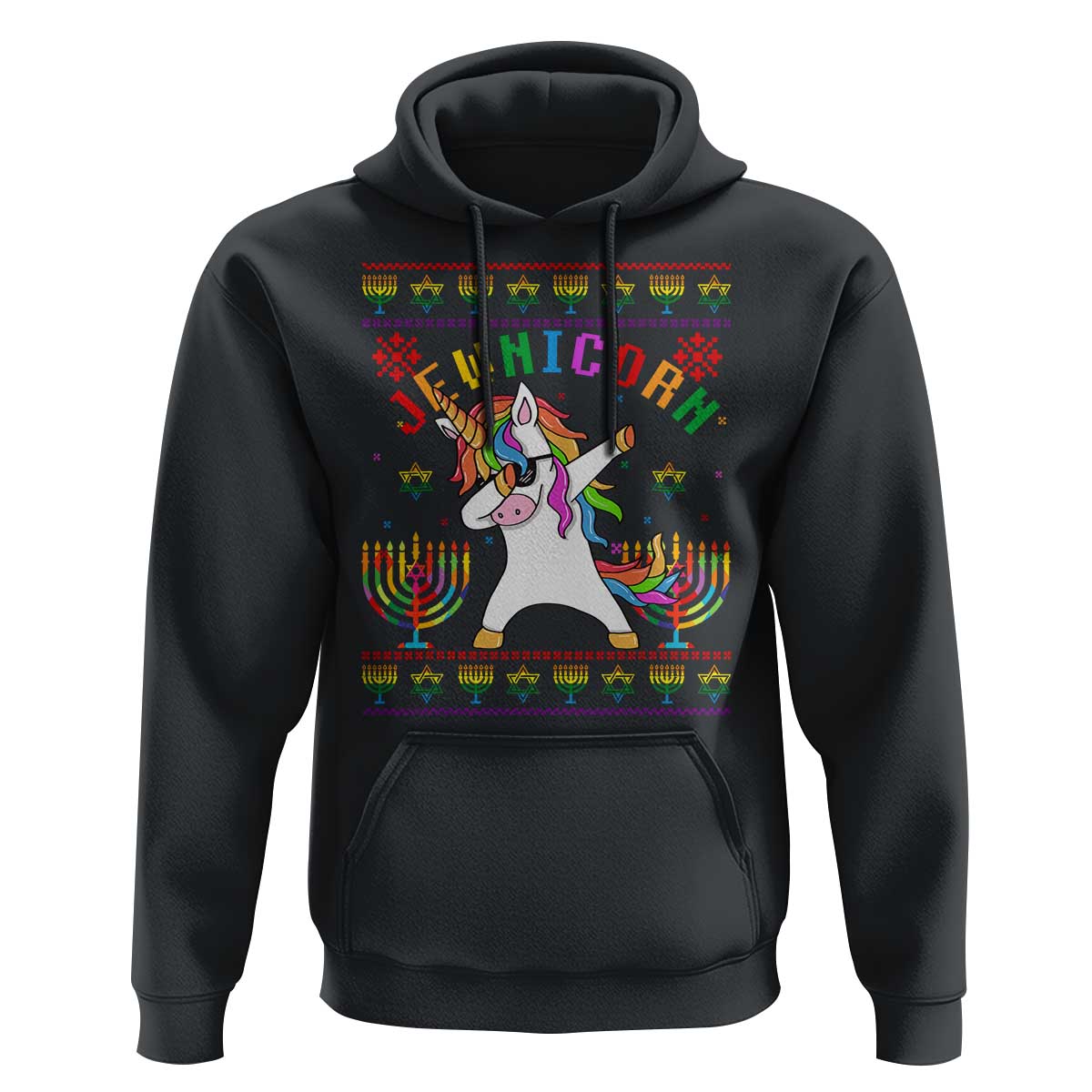 Funny Hanukkah Hoodie Jewnicorn Jewish Unicorn Rainbow