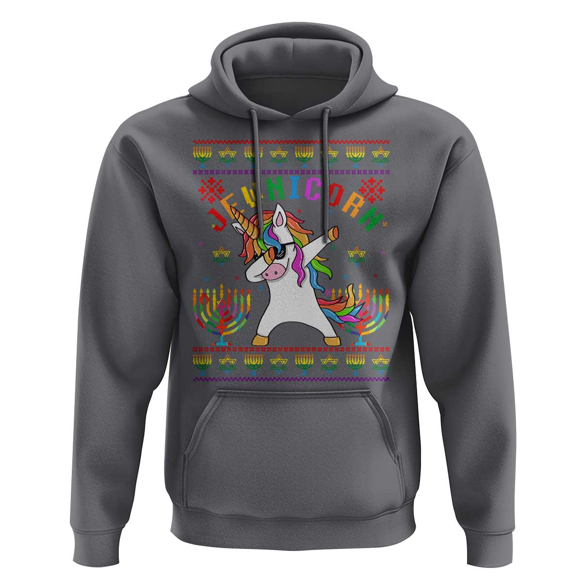 Funny Hanukkah Hoodie Jewnicorn Jewish Unicorn Rainbow