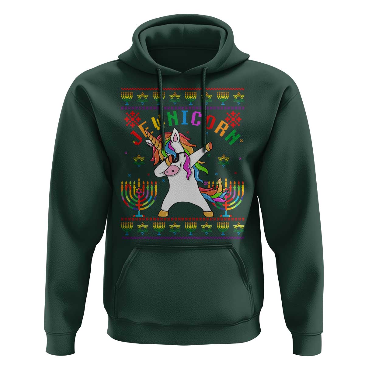 Funny Hanukkah Hoodie Jewnicorn Jewish Unicorn Rainbow