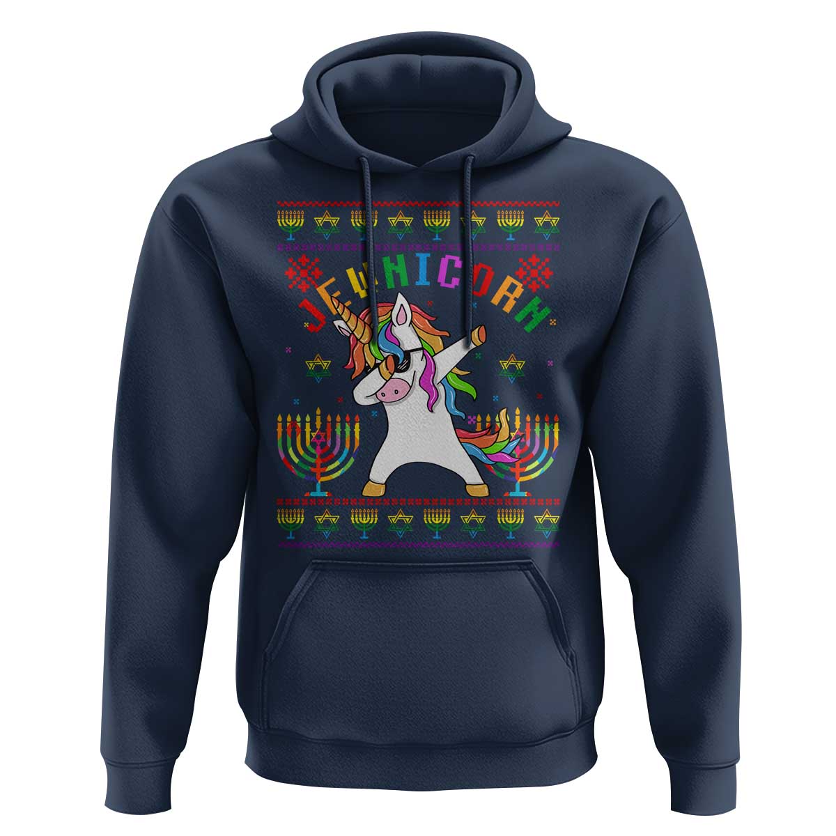 Funny Hanukkah Hoodie Jewnicorn Jewish Unicorn Rainbow
