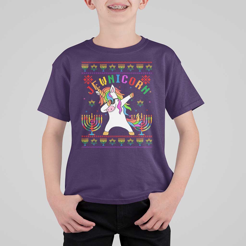 Funny Hanukkah T Shirt For Kid Jewnicorn Jewish Unicorn Rainbow - Wonder Print Shop