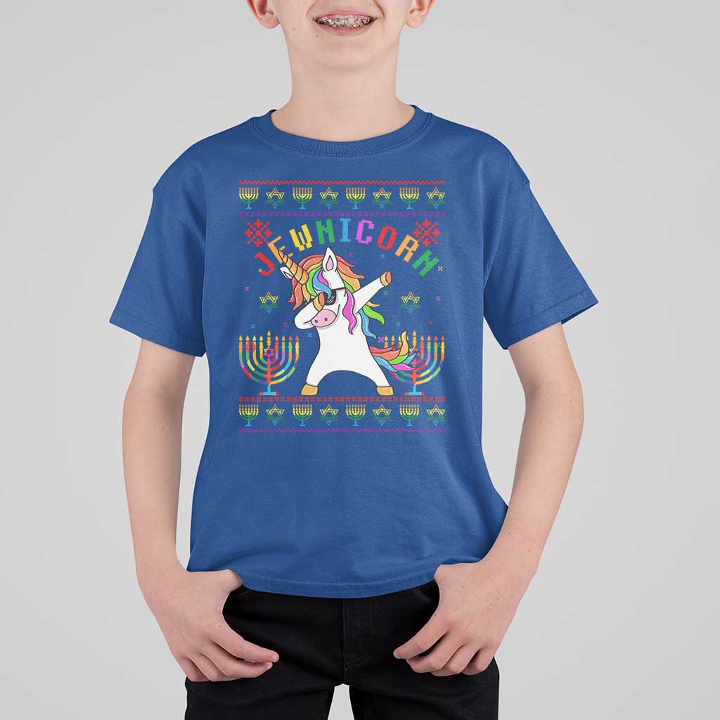 Funny Hanukkah T Shirt For Kid Jewnicorn Jewish Unicorn Rainbow - Wonder Print Shop
