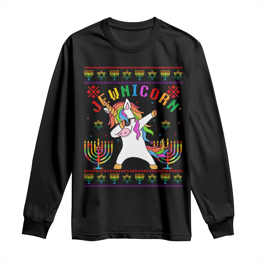 Funny Hanukkah Long Sleeve Shirt Jewnicorn Jewish Unicorn Rainbow