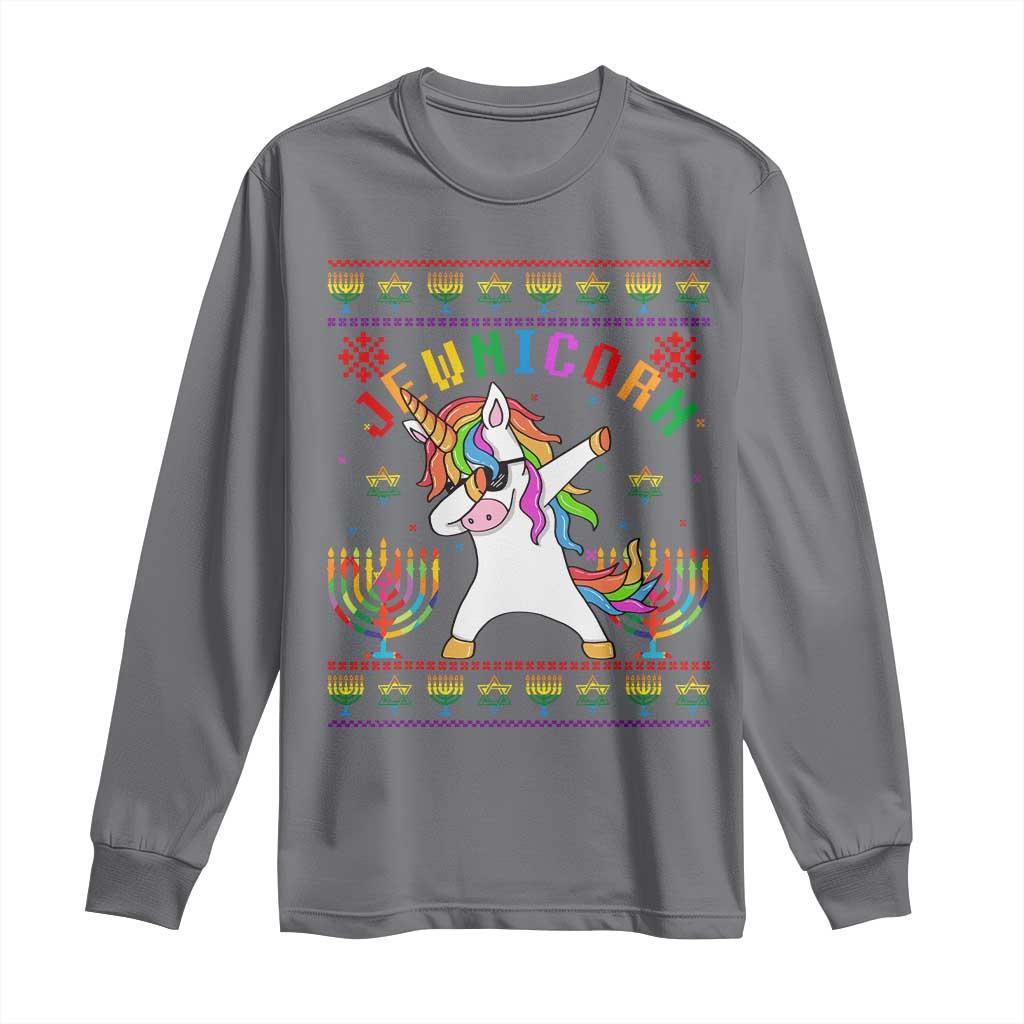 Funny Hanukkah Long Sleeve Shirt Jewnicorn Jewish Unicorn Rainbow