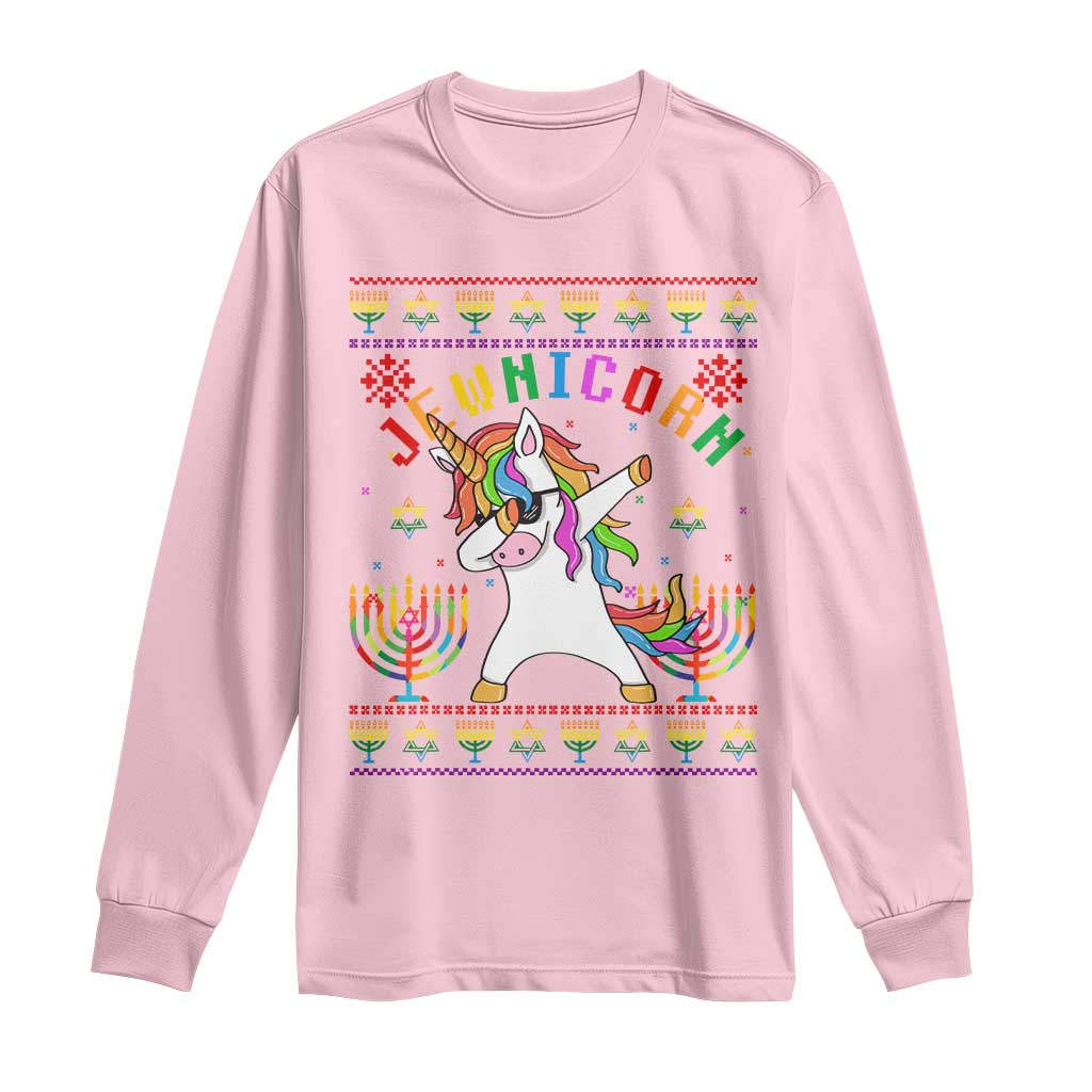 Funny Hanukkah Long Sleeve Shirt Jewnicorn Jewish Unicorn Rainbow