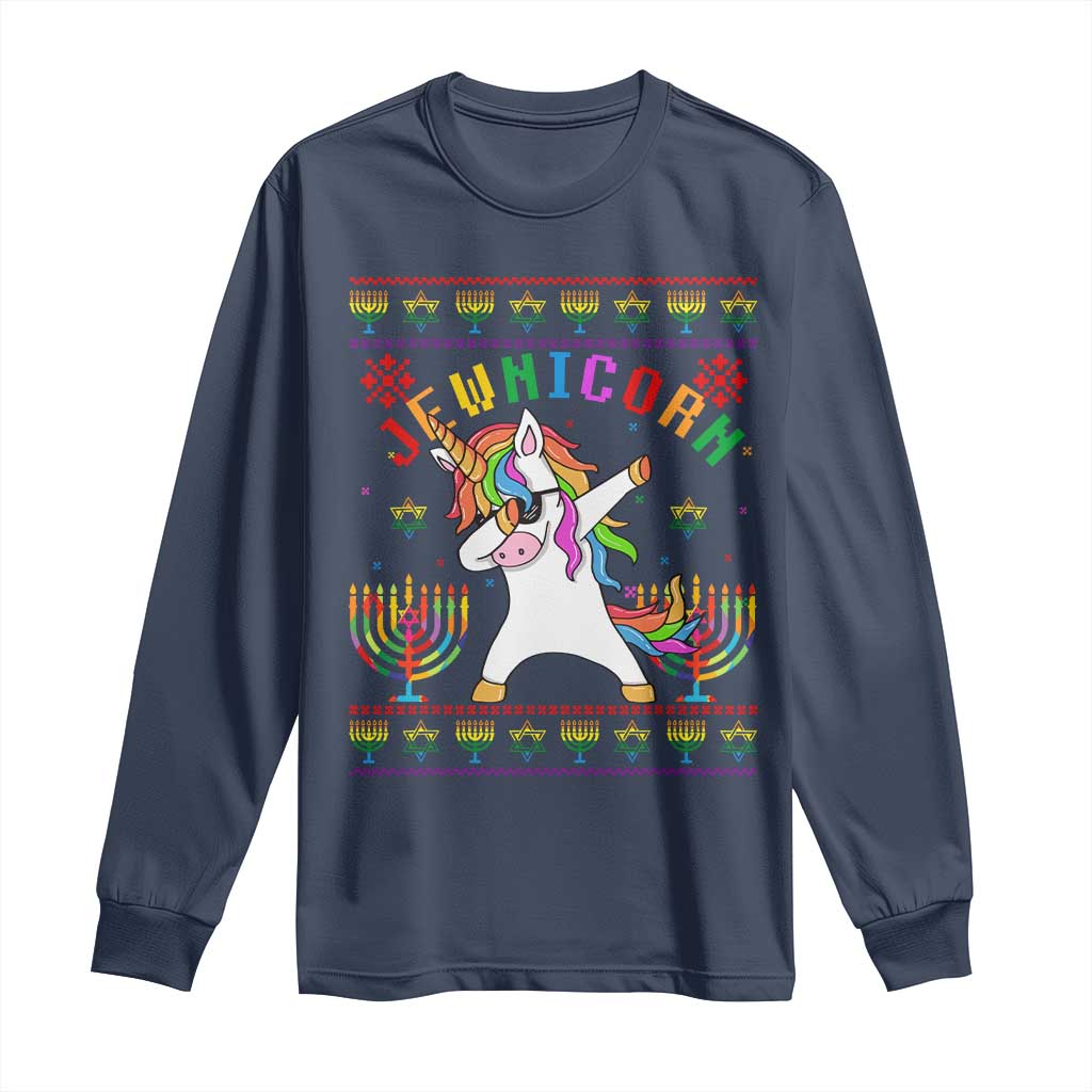 Funny Hanukkah Long Sleeve Shirt Jewnicorn Jewish Unicorn Rainbow