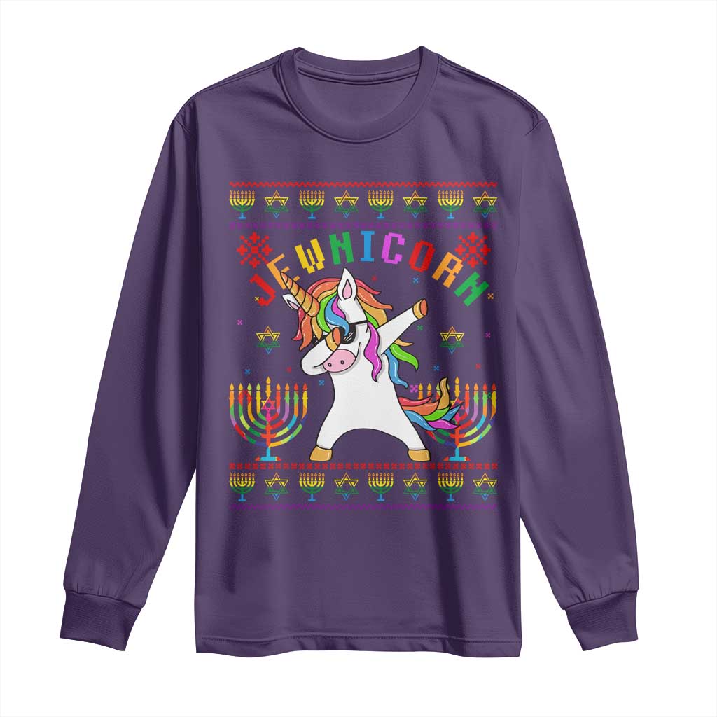Funny Hanukkah Long Sleeve Shirt Jewnicorn Jewish Unicorn Rainbow