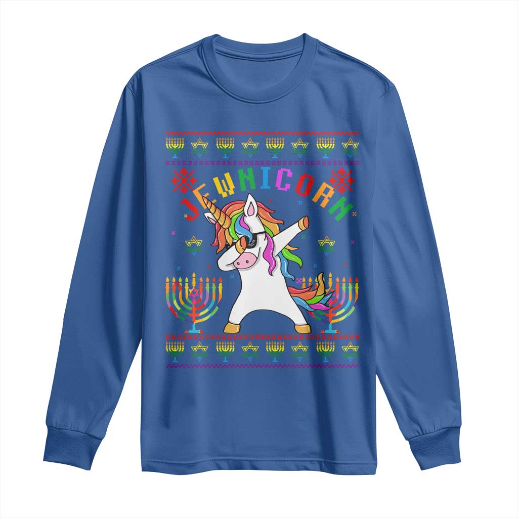 Funny Hanukkah Long Sleeve Shirt Jewnicorn Jewish Unicorn Rainbow