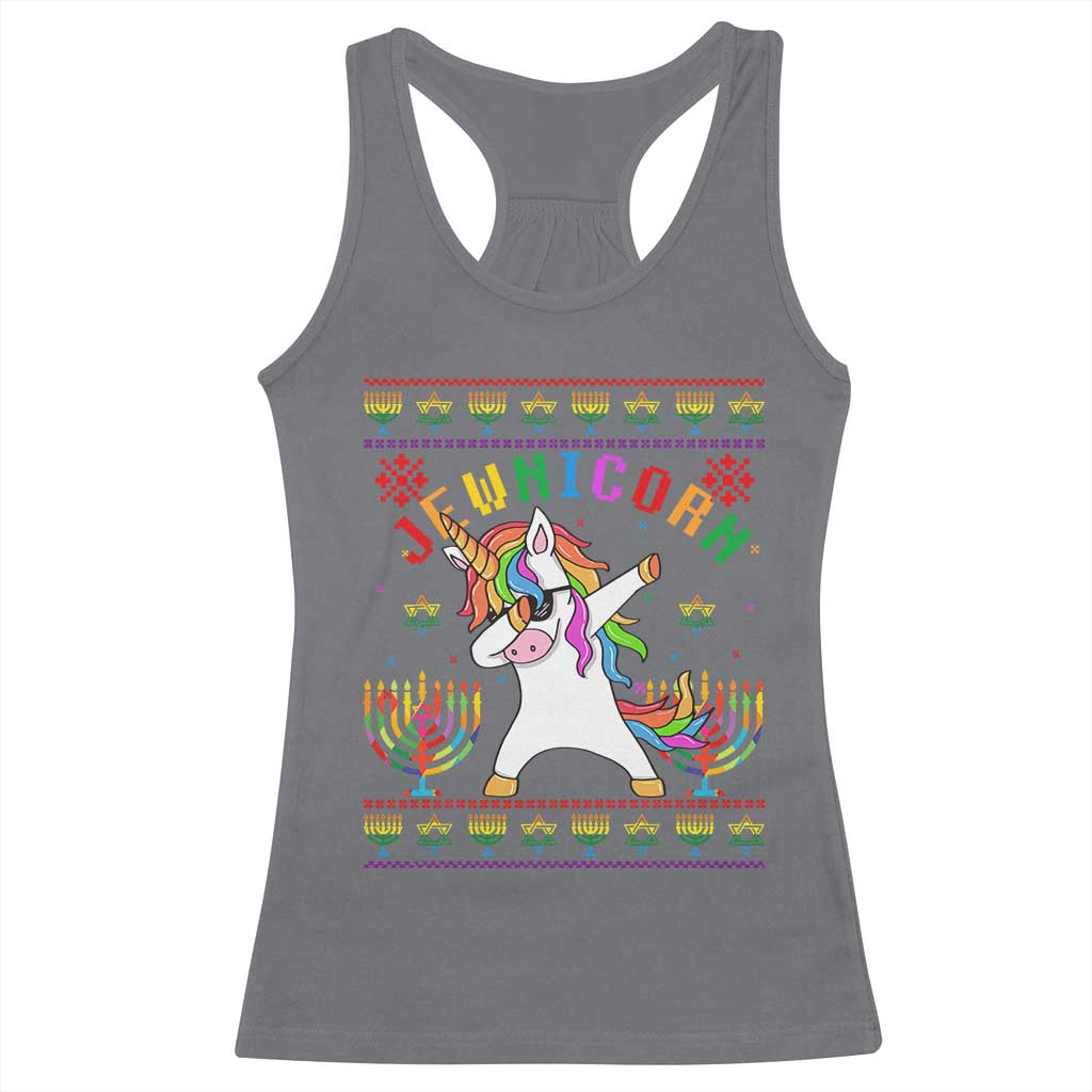 Funny Hanukkah Racerback Tank Top Jewnicorn Jewish Unicorn Rainbow