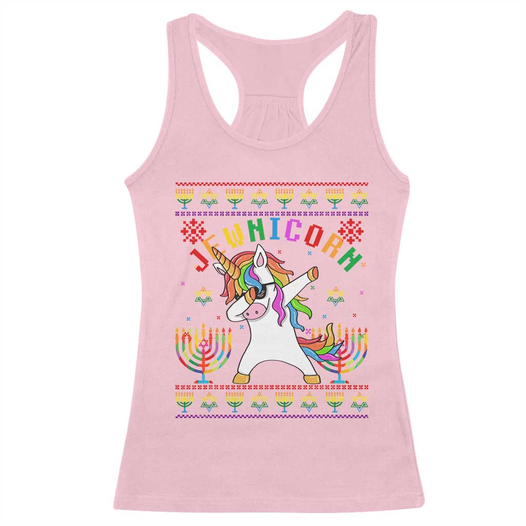 Funny Hanukkah Racerback Tank Top Jewnicorn Jewish Unicorn Rainbow