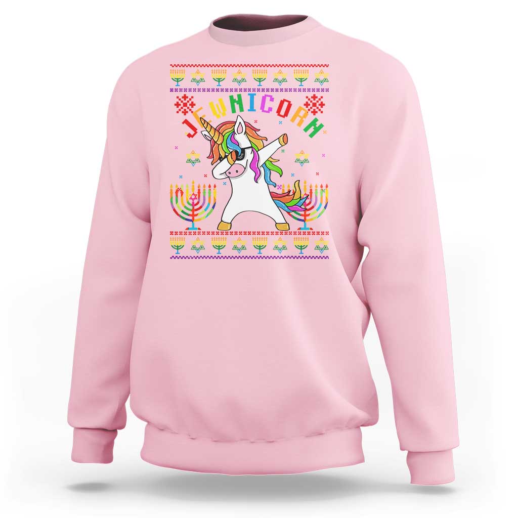 Funny Hanukkah Sweatshirt Jewnicorn Jewish Unicorn Rainbow - Wonder Print Shop
