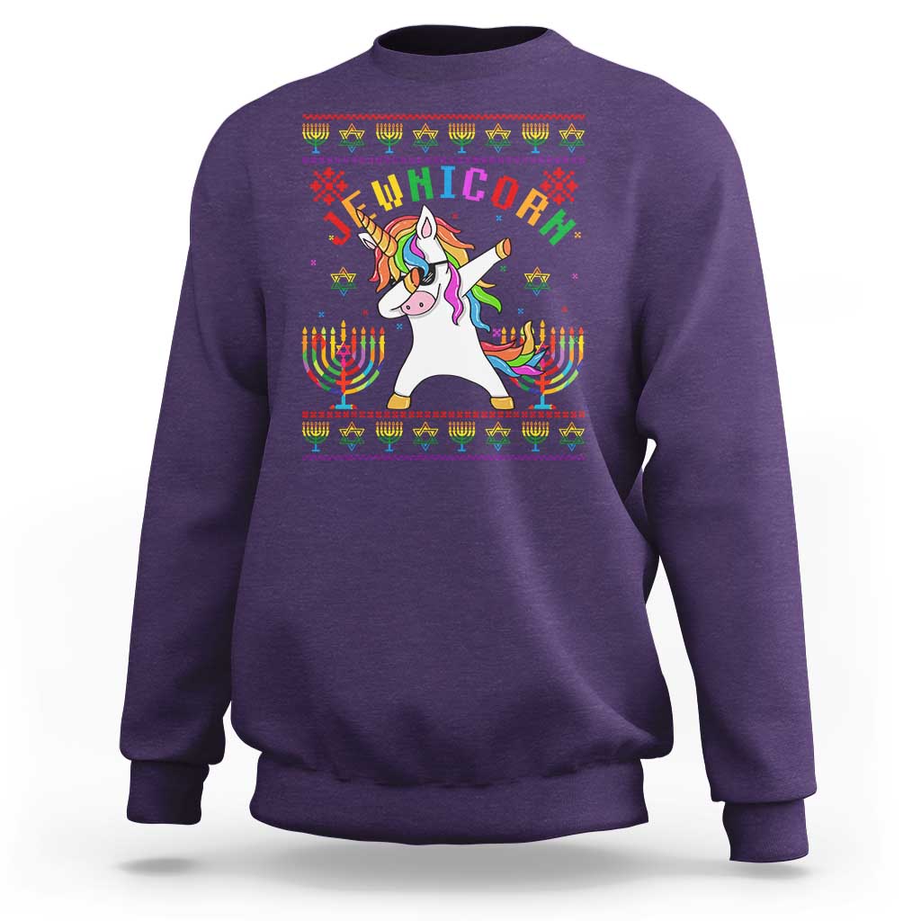 Funny Hanukkah Sweatshirt Jewnicorn Jewish Unicorn Rainbow - Wonder Print Shop
