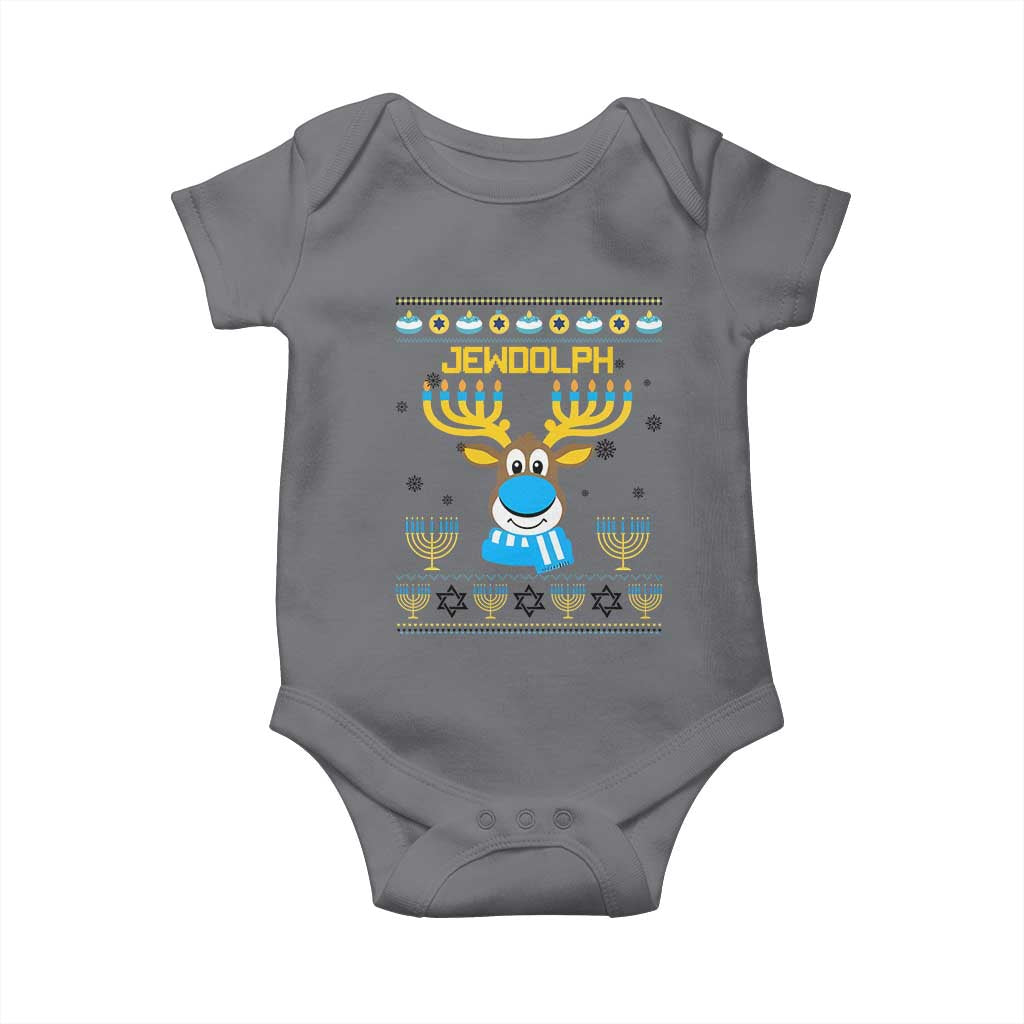 Funny Hanukkah Baby Onesie Jewdolph Jewish Reindeer Menorah