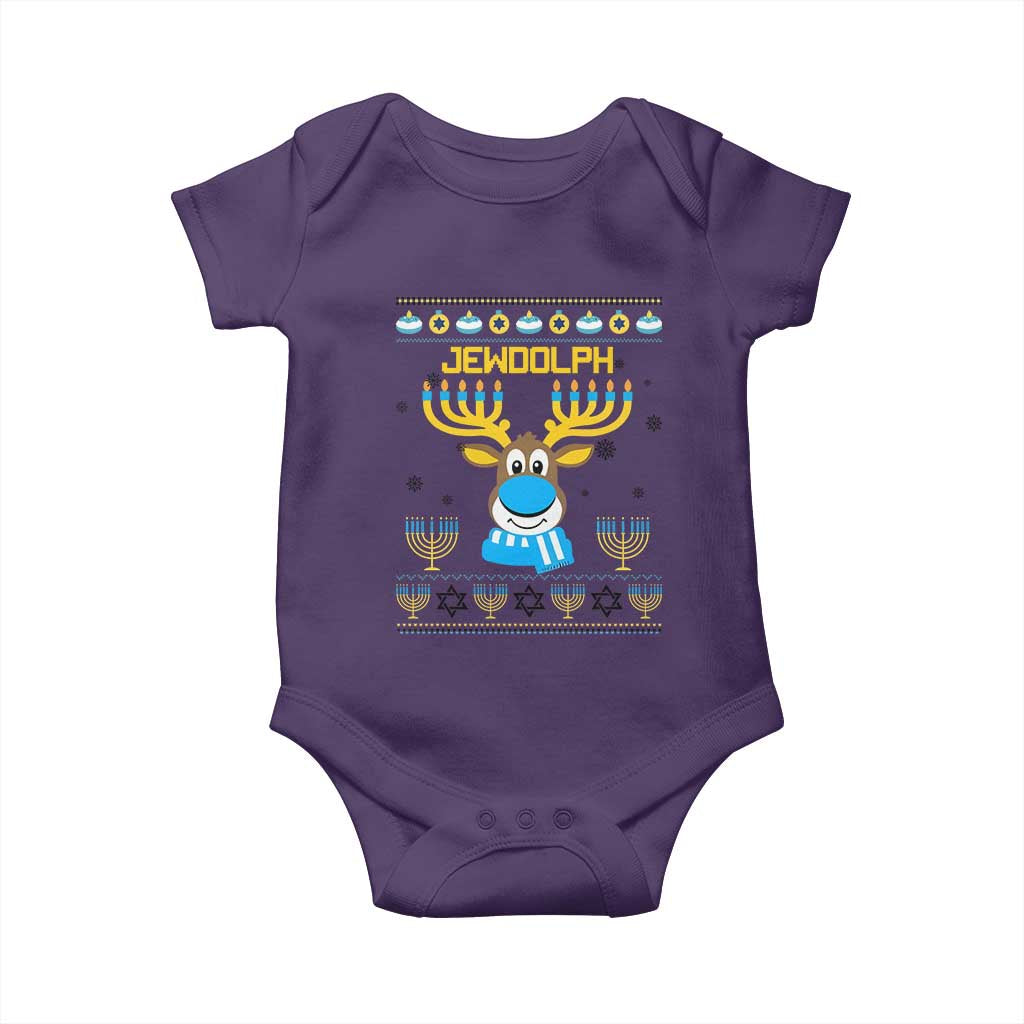 Funny Hanukkah Baby Onesie Jewdolph Jewish Reindeer Menorah