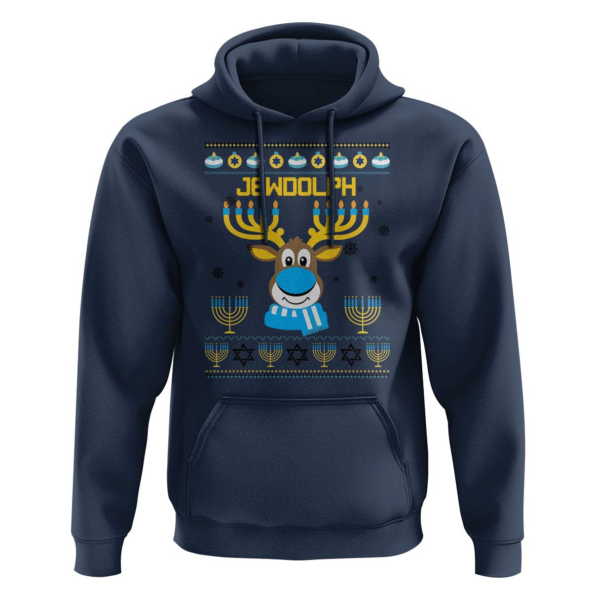 Funny Hanukkah Hoodie Jewdolph Jewish Reindeer Menorah