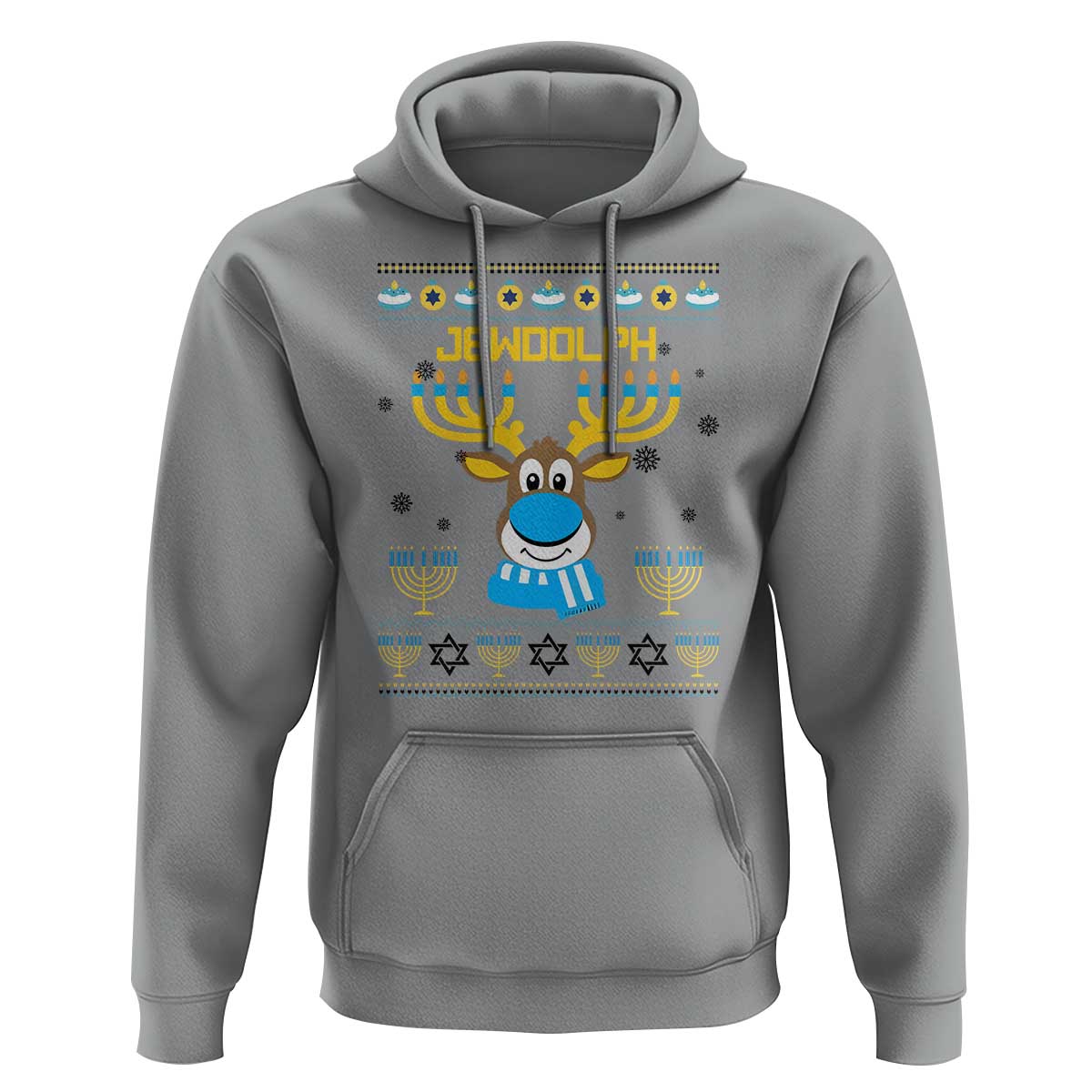 Funny Hanukkah Hoodie Jewdolph Jewish Reindeer Menorah