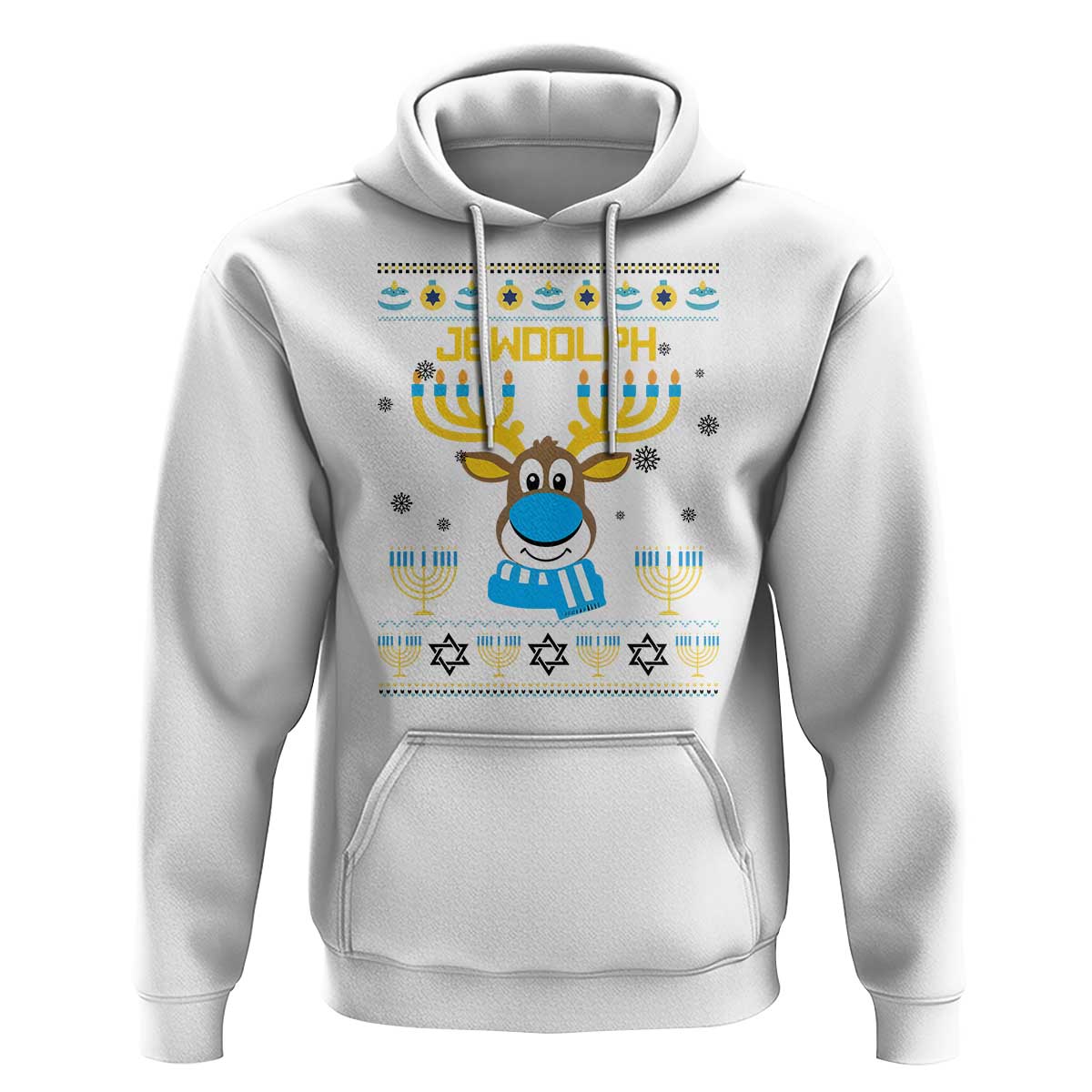 Funny Hanukkah Hoodie Jewdolph Jewish Reindeer Menorah