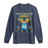 Funny Hanukkah Long Sleeve Shirt Jewdolph Jewish Reindeer Menorah