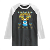 Funny Hanukkah Raglan Shirt Jewdolph Jewish Reindeer Menorah