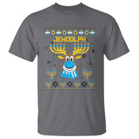 Funny Hanukkah T Shirt Jewdolph Jewish Reindeer Menorah - Wonder Print Shop